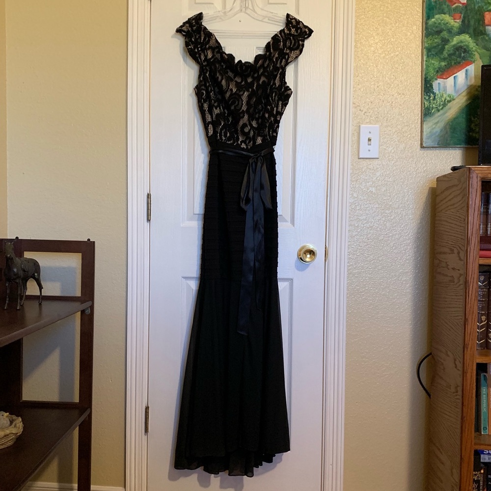 Betsy & Adam black and nude dress 14